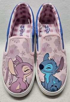 Disney Stitch & Angel Women's Low Top Slip On Sneakers Size 7/ New-Please Read Brand new with tag Smoke free home ***NOTE: I have read several reviews about these shoes, and many people claim that these shoes tend to run large and wide. I don't know for sure, as I have never worn them. I did, however, include photos of the measurements to help determine a correct fit. Crafted with attention to detail, these Slip-On Sneakers showcase a vibrant color palette that captures the essence of Stitch's animated persona. The slip-on design of the sneakers ensures convenience and ease of wear, making them perfect for casual outings and everyday activities. With their comfortable style and delightful aesthetic, these sneakers are a fun way to express your love for Disney while enjoying cute, colorful Stitch And Angel, Comfortable Style, Disney Stitch, Everyday Activities, On Sneakers, Stitch Disney, Print Logo, Slip On Sneakers, Comfortable Fashion