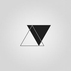 a black and white triangle on a gray background