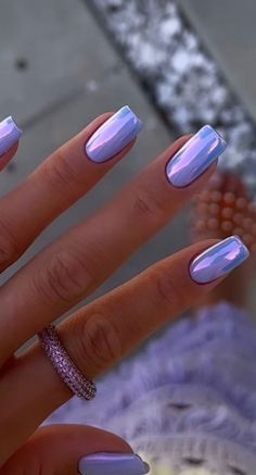 Nails Chrome Bright Nails, Summer 2024 Nails Design, New Years Nail Ideas, Chrome Summer Nails, Summer Chrome Nails, Purple Chrome Nails, Chrome Manicure, White Chrome Nails, Blue Chrome Nails