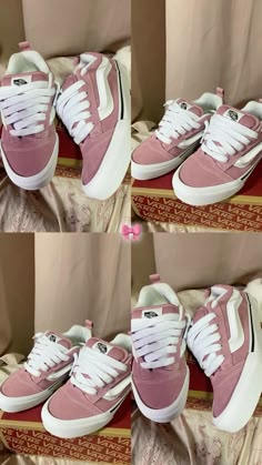 #fashion #aesthetic #vans #rose #pink #pinky Pink New Skool Vans, Aesthetic Vans, Pink Shoes Outfit, Preppy Shoes