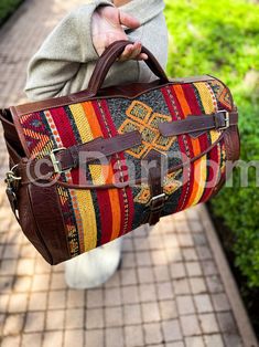 Convertible Kilim Travel Bag: Backpack, Weekend Duffel, and Boho Carpet Leather Bag for Women and Men - Etsy Leather Bag For Women, Boho Carpet, Carpet Bag, Duffel Bags, Bag For Women, Stylish Accessories, Duffel Bag, Backpacking, Travel Bag