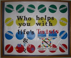 a bulletin board with words on it that say, who helps you with life's trusts and trust