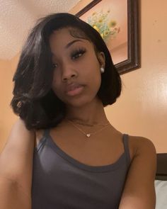 Straightened Bob Black Women, Slick Press Short Hair, Relaxed Hair Hairstyles Black Women, Bob Flat Iron Natural Hair, Slim Press Curls, Short Hair Silk Press Hairstyle, Natural Hairstyles For Black Women Silk Press Short Hair, Cute Silk Press Hairstyle Short, Short Black Wigs For Black Women