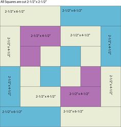 the size and width of an area with different colors on it, including two squares