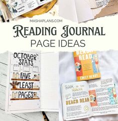 an open book with the title reading journal page ideas