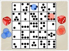 a game board with dices and circles on it