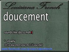 the words doucement are written in black and white on a green background with an ornate frame