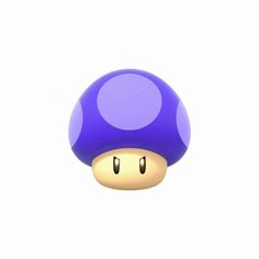 a blue mushroom with yellow eyes on it's head is seen against a white background