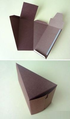 an origami box that is open and closed on the inside, with two sides facing each other