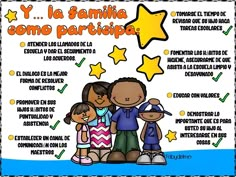 a poster with the words y la familia comoo partici