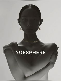 a black and white photo of a woman with the words, youeshe on it