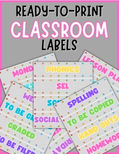 Keep your classroom cute, fun, AND organized with these ready-to-print classroom labels. Organize your subject binders and bins, your homework check-ins, your assignment turn-ins, and everything else! Classroom Supplies Labels, Supply Labels, Classroom Labels, Student Organization, Classroom Supplies, Binders, Cut Outs, Phonics, Homework