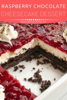 a cake with red and white toppings in a pan