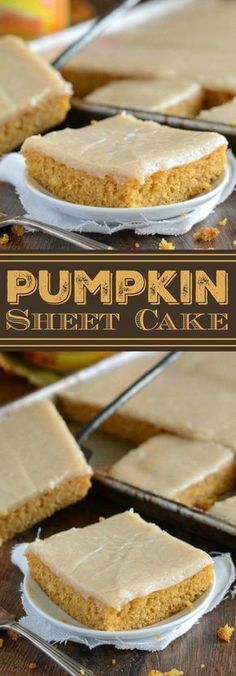 pumpkin shortbread cake on a plate with the words pumpkin shortbread in front of it