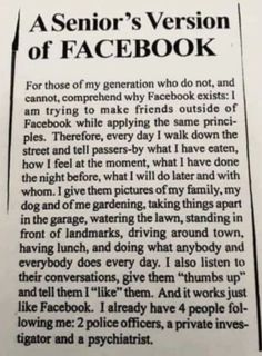 a newspaper article with an image of a person's version of facebook