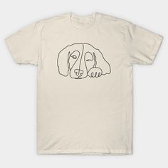 a white t - shirt with a black drawing of a dog's head on it