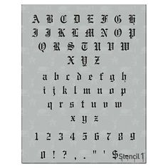 an old english alphabet is shown in black ink on a gray background with white writing