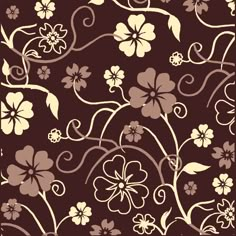 a brown and white flower pattern with swirls