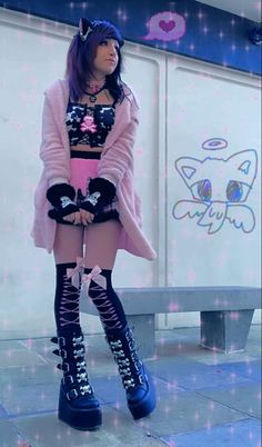 Kawaii Neko Goth Emo Princess lol Goth Lolli Style, Scene People, Goth Barbie, Pink Emo, Harajuku Grunge, Scene Queen, Emo Princess, Baddie Vibes, Goth Clothes