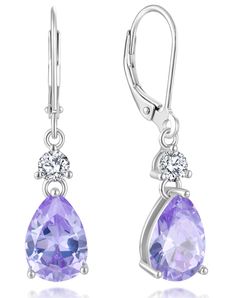 PRICES MAY VARY. Ღ𝗦𝘁𝘂𝗻𝗻𝗶𝗻𝗴 𝗗𝗲𝘀𝗶𝗴𝗻 ━ Guesma dangle earrings for women set with 2 pieces 10x7mm teardrop-brilliant-cut created alexandrite, and 2 pieces 3.5mm 5A+ cubic zirconia. Ღ𝗛𝗶𝗴𝗵-𝗤𝘂𝗮𝗹𝗶𝘁𝘆 𝗠𝗮𝘁𝗲𝗿𝗶𝗮𝗹𝘀 ━ Made from 925 sterling silver with 18k white gold plated, these leverback earrings are durable and long-lasting. They are also hypoallergenic, making them safe for those with sensitive ears. Ღ𝗩𝗲𝗿𝘀𝗮𝘁𝗶𝗹𝗲 ━ These drop earrings are perfect from weddings and Teardrop Dangle Earrings, Leverback Earrings, Earring Jewelry, Jewelry For Her, Drop Earring, Sensitive Ears, Women Set, Earrings For Women, Sterling Silver Earrings