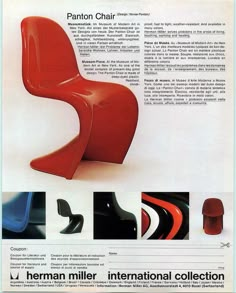 an advertisement for the panton chair designed by herman miller in france, circa - 1970