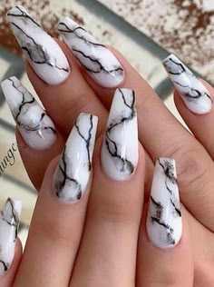 +45 Glamorous Gel Nail Designs for all Skin Tones published in Pouted Magazine Beauty - We've compiled a list of the greatest gel nail designs and colors for every skin tone; explore styles that best complements your complexion. - white background marble nails - #AbstractNailArt #AnimalPrintNailArt #cutegelnaildesignsforshortnails #FloralNailDesigns #gelnailartdesigns #gelnaildesignsgallery... Coffin Nails Designs Summer, Marble Nail Designs, Marble Nail, Marble Nail Art, Pretty Gel Nails, Gel Nail Designs, Coffin Nails Designs