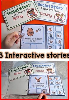 three interactive stories for children to learn about social story and how they are reading them