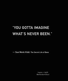 the quote you gota imagine what's never been by sue monk kid, the secret life of bees