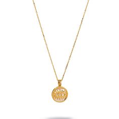 Shield yourself from negative energies with the Minimalist Pearl & Gold Round Evil Eye Pendant Talisman Necklace. Featuring a round pearl stone, adorned with a gold evil eye talisman, this pendant is designed for spiritual protection. Crafted with 18k gold plating on sterling silver and paired with a luxurious gold vermeil chain, this minimalist necklace is both fashionable and meaningful, perfect for everyday wear. Details 18K gold plated on sterling silver Pearl Necklace length 18" and 2'' extender Pendant height 0. 5'' Pendant width 0. 5'' Avoid contact with chemicals, makeup, parfume. Do not use dips or abrasive cleaners on necklace. To clean and brighten it up your necklace, wipe them gently with jewelry polishing cloth. Round Evil Eye, Evil Eye Necklace Gold, Talisman Necklace, Pearl Stone, Silver Pearl Necklace, Spiritual Protection, Forever Jewelry, Eye Pendant, Evil Eye Pendant