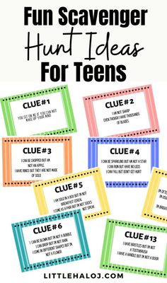 fun scavenger hunt ideas for teens to use in the classroom or at home