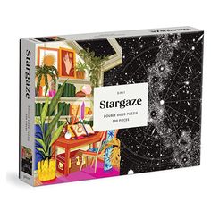 the stargaze puzzle is shown in front of a black and white background