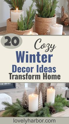 20 Cozy Winter Decor Ideas To Transform Your Home Winter Shelving Decor, Cheap Winter Decor, January Dough Bowl Centerpiece, Winter Pillow Covers Diy, Winter Entertainment Center Decor, Winter Bread Bowl Decor, Milk Glass Winter Decor, Candle Pillars Decor Ideas, Winter Table Runner Ideas