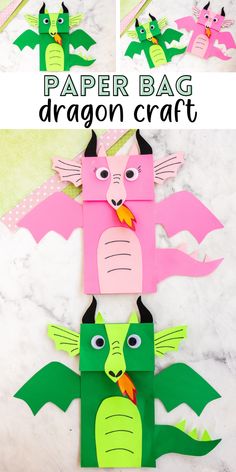 paper bag dragon craft for kids to make