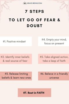 the 7 steps to let go of fear and doubt in your life info graphic by grace being com