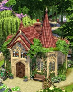 @thesims Sims Garden Ideas, Fantasy Manor, Sims 4 Castle, Tiny Castle, Die Sims 4, Little House Plans, Sims 4 House Plans, Sims 4 House Building, Vintage House Plans