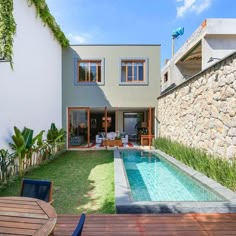 a house with a swimming pool in the yard