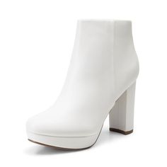 PRICES MAY VARY. Classic clean sleek look in these posh booties Synthetic sole,Stylish High Chunky Heel Ankle Boots Shaped with PU upper, slip on side zipper closure for easy on/off Heel Height: 4", Platform Measures: 1"(approx) 3.75" shaft height; 11" top opening circumference (approx) Feel comfortable and look stylish in any outdoor activity with these adorable womens booties! Featuring faux suede, round toe, stitching details, low platform, and low wedge heel, finished with lightly padded ins Ankle Platform Boots, Trendy High Heels, Heel Boots For Women, Womens Booties, High Heel Ankle Boots, Chunky Heel Ankle Boots, Christmas Board, Low Heel Wedges, Heel Ankle Boots