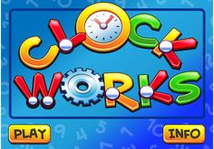 the word clock works is displayed in front of a blue background with colorful letters and numbers