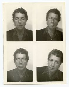 four black and white photographs of men with different facial expressions, from left to right