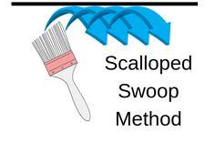 a blue brush with the words scalloped swoop method on it and an arrow pointing