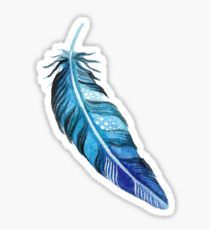 a blue feather sticker on a white background