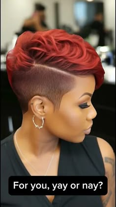 (2) Black Girls Hair Rocks - YouTube Red Short Hair Styles For Black Women, Pixie Cut With Design Black Women, Shaved Side Designs Black Women, Short Mowhak Hairstyle For Women Black, Red Mohawk Black Women, Short Hairstyle For Black Women, Short Pixie Cut Black Women, Black Pixie Cut