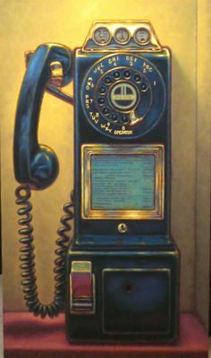 a painting of an old fashioned phone