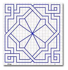 a blue square with an intricate design on it's side, and the center is drawn