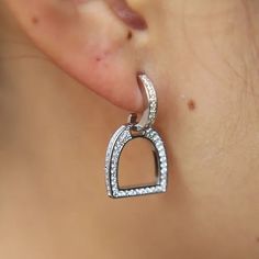 The AWST Int'l Clear CZ English Stirrup Earrings are the perfect gift for any Horse lover! Equestrian Jewelry, 925 Silver Earrings, Stirrups, Flower Earrings Studs, Flower Studs, Silver Earring, Micro Pave, Horse Lover, Nostril Hoop Ring