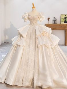 Puff Sleeve Wedding Dress, Gaun Abad Pertengahan, Long Bridal Gown, Womens Wedding Dresses, Princess Ball Gowns, Dream Wedding Ideas Dresses, Dresses Mermaid, Dresses Simple, Fairytale Dress