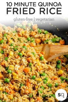 an image of fried rice with peas and carrots