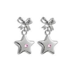 Bellatrix Pink Star Earrings Earrings Yk2, Cheap Pink Y2k Style Jewelry, Brandy Melville Star Earrings, Regina George Earrings, Cheap Pink Star-shaped Earrings, Bow Earring, Pink Star, Trendy Ring, Silver Bow