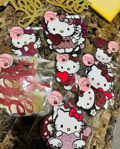 hello kitty valentine's day stickers are on the counter