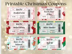 Make this holiday season extra special with our printable Christmas coupons! These printable coupon books ignite the holiday season and are ideal for creating memorable moments with loved ones. Whether it's a cozy movie night, breakfast in bed, or a free hug, these coupons add a personal and heartfelt touch to your holiday gifts. 🎄 Features: *Instant download for quick and easy printing *Includes a variety of pre-filled and blank coupon templates *Perfect for stocking stuffers, DIY gift baskets, or advent calendars 🎁 Why Choose Our Christmas Coupons? *Thoughtful, budget-friendly gift idea *Fun for kids, partners, friends, and family *Unique way to spread holiday cheer ❄️ 30 Pre-Written Coupons:  Breakfast in Bed Romantic Dinner  Weekend Getaway Outdoor Adventure  Dinner at New Restaurant Stocking Stuffers Diy, Bed Romantic, Printable Coupon Book, Coupon Books, Cozy Movie Night, Christmas Coupons, Romantic Gift Ideas, Free Christmas Gifts, Couples Coupons